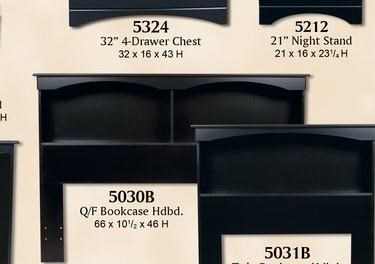 Perdue 5000 Series 590520043 Black Queen Bookcase Headboard Sam